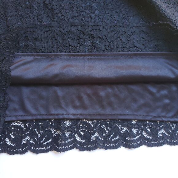 VTG Nine & Co Black Lace Pencil Skirt Sz 6 Knee Length Floral Lined Whimsigoth - Picture 5 of 13